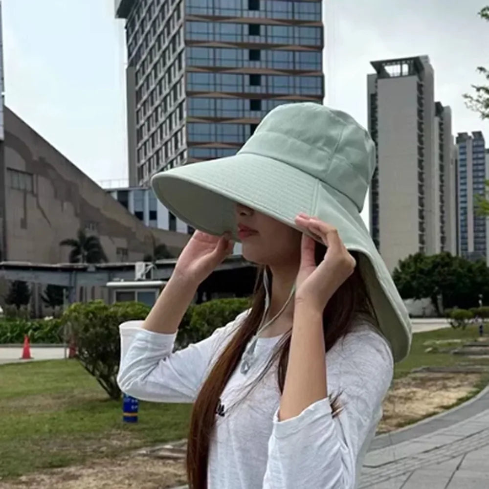 Fashion Anti-UV Wide Brim Sun Hat 50+ UPF Foldable Sun Protection Hat Outdoor Travel Women Bucket Hats Outdoor Sport